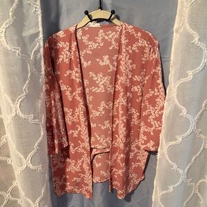 Pink Rose Floral Cardigan in Soft Pink